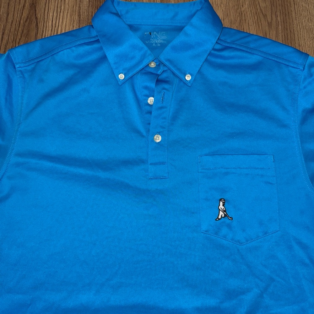 Ping Polo Shirt Mens L Blue Stretch Breathable Embroidered Performance EUC